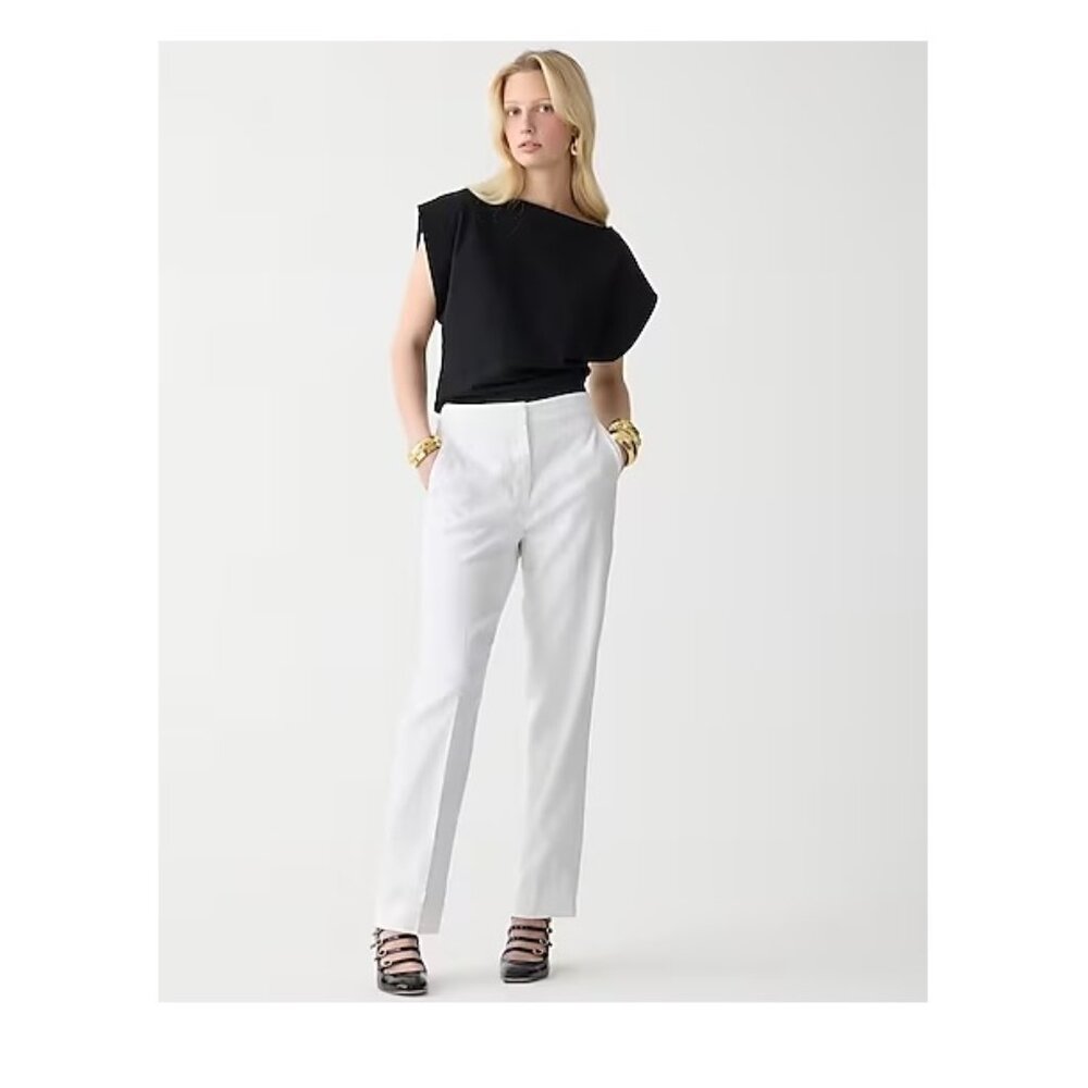 J.CREW COTTON STRAIGHT LENGTH WORK PANTS SIZE 6 IN WHITE